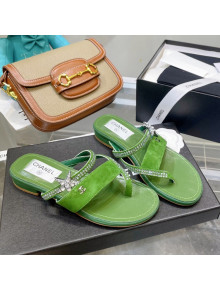 Chanel Suede Star Thong Sandals G38758 Green 2022