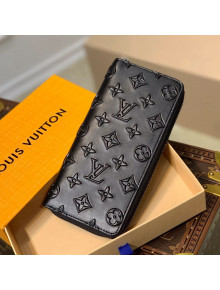 Louis Vuitton Zippy Vertical Wallet in Monogram Seal Leather M80505 Black 2021