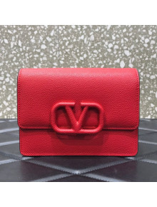 Valentino VSling Grained Calfskin Chain Wallet 069 Red 2021