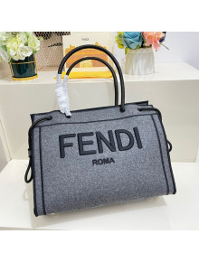 Fendi Flannel Large Roma Shopper Tote Bag Grey 2021