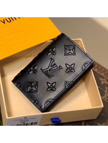 Louis Vuitton Pocket Organizer Slender Wallet in Monogram Seal Leather M80508 Black 2021