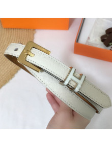 Hermes Kelly Leather Belt with H Buckle White 2020
