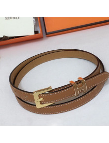Hermes Kelly Leather Belt with H Buckle Brown 2020