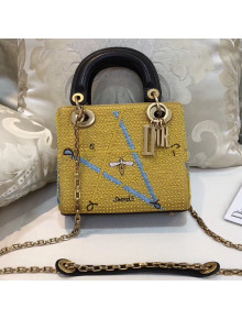 Dior Mini Lady Dior Bag Embroidered with Threads and Beads Yellow 2018