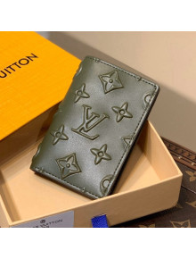 Louis Vuitton Pocket Organizer Slender Wallet in Monogram Seal Leather M80508 Green 2021