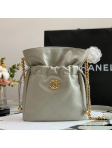 Chanel Lambskin Drawstring Bucket Bag AS2985 Gray 2021 