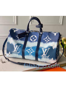 Louis Vuitton LV Escale Keepall Bandoulière 50 Travel Bag M45117 Blue 2020