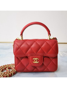 Chanel Lambskin Flap Coin Purse with Chain AP2200 Red 2021
