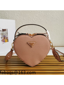 Prada Saffiano Leather Heart Shaped Mini Bag 1BH144 Nude 2021