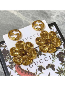 Gucci Flower GG Short Earrings Aged Gold 2019