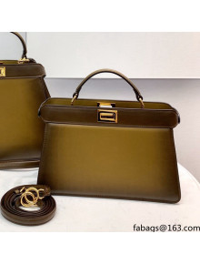 Fendi Peekaboo ISeeU EAST-WEST Bag in Khaki Green Leather 2021