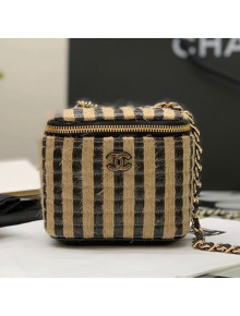 Chanel Raffia Small Vanity with Chain AP1998 Black/Beige 2021