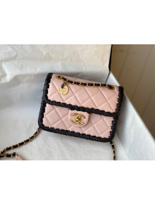 Chanel Calfskin Braided Trim Mini Square Flap Bag AS2495 Pink 2022