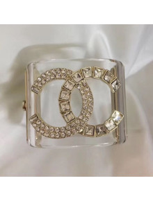 Chanel Resin Crystal CC Cuff Bracelet Gold 2019