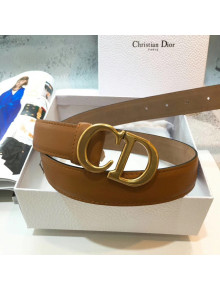 Dior Leather 3cm Belt with CD Buckle Brown 011 2019