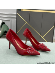 Valentino VLOGO SIGNATURE Patent Leather Pump with 8cm Heel Deep Red 2022