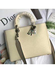 Dior Large Lady Dior Bag in Canyon Grained Lambskin White 2018