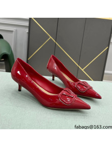 Valentino VLOGO SIGNATURE Patent Leather Pump with 4cm Heel Deep Red 2022
