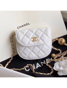 Chanel Quilted Lambskin Mini Flap Waist Bag with Metal Ball AP1461 White 2020