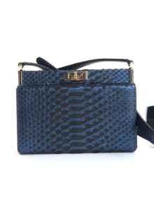 Chanel Python Leather Reissue Clutch Bag A57388 Metallic Blue 2018