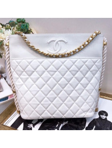 Chanel Crumpled Calfskin En Vogue Hobo Bag AS0076 White 2019