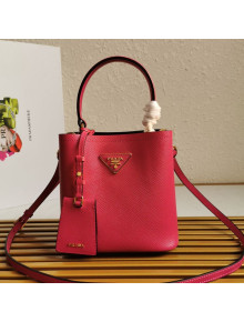 Prada Small Saffiano Leather Panier Bucket Bag 1BA217 Magenta Red 04 2020