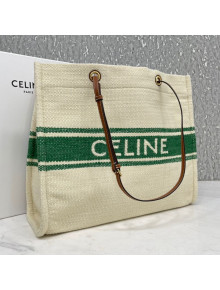 Celine Square Cabas Large Tote Bag in Soleil Inch Textile Green 2021