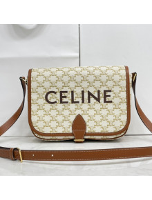 Celine Messenger Folco Bag in Triomphe Canvas with Celine Print White 2021