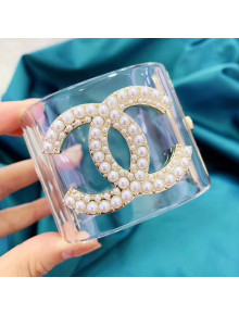 Chanel Resin Pearl  CC Cuff Bracelet 02 2019