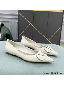 Valentino VLOGO SIGNATURE Patent Leather Flat Ballerina White 2022