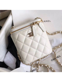 Chanel Quilted Calfskin Mini Vanity Case with Classic Chain AP1466 White 2020