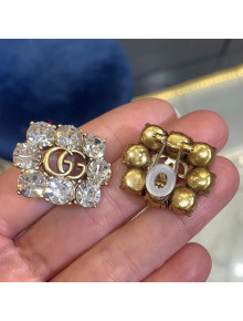 Gucci Crystal GG Stud Earrings Aged Gold 2020