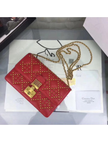 Dior Dioraddict Wallet on Chain Pouch In Studded Cannage Lambskin Red 2018
