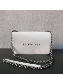 Balenciaga Calfskin Everyday Chain Wallet Bag White