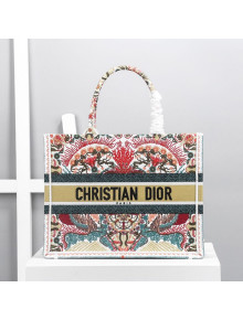Dior Small Book Tote Bag in Lights Embroidery Multicolor 2020