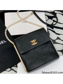 Chanel Quilted Calfskin Small Hobo Bag with Imitation Pearls Chain AS2503 Black 2021