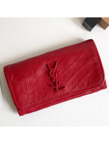 Saint Laurent Niki Large Flap Wallet in Crinkled Vintage Leather 583552 Red 2019