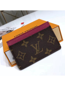 Louis Vuitton Monogram Canvas & Grained Leather Card Holder M60703 Burgundy