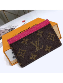 Louis Vuitton Monogram Canvas & Grained Leather Card Holder M60703 Fuchsia