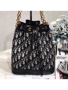Dior Bucket Bag with Chain in Oblique Canvas Black 2019