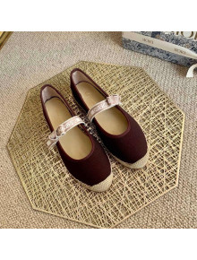 Dior J'Adior Espadrilles in Burgundy Cotton Ribbon with Bow 2021