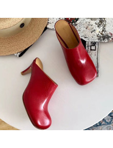 Bottega Veneta Calfskin Square Toe High-Heel Mules Red 2019