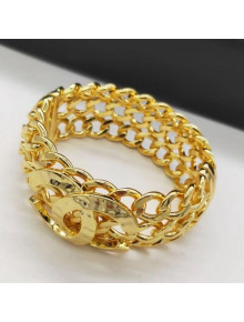Chanel Cutout Metal Cuff Bracelet Gold 2020