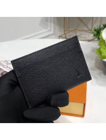 Louis Vuitton Porte Cartes Double Card Holder Black Taiga Leather M30655