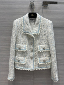 Chanel Tweed Jacket CHJ30158 White/Blue 2022