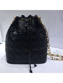 Dior Bucket Bag with Chain in Cannage Lambskin Black 2019