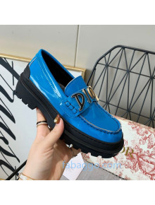 Dior x Shawn Explorer Platform Loafers in Blue Patent Calfskin 10 2020