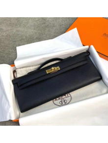 Hermes Epsom Leather Kelly Cut Clutch Bag Black/Gold 2021(Pure Handmade)