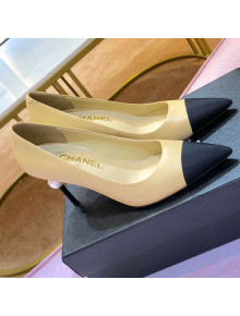 Chanel Leather Pointed Toe Pearl High-Heel Pump Beige 2019