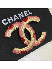 Chanel Resin CC Brooch AB2915 Pink/Red 2019